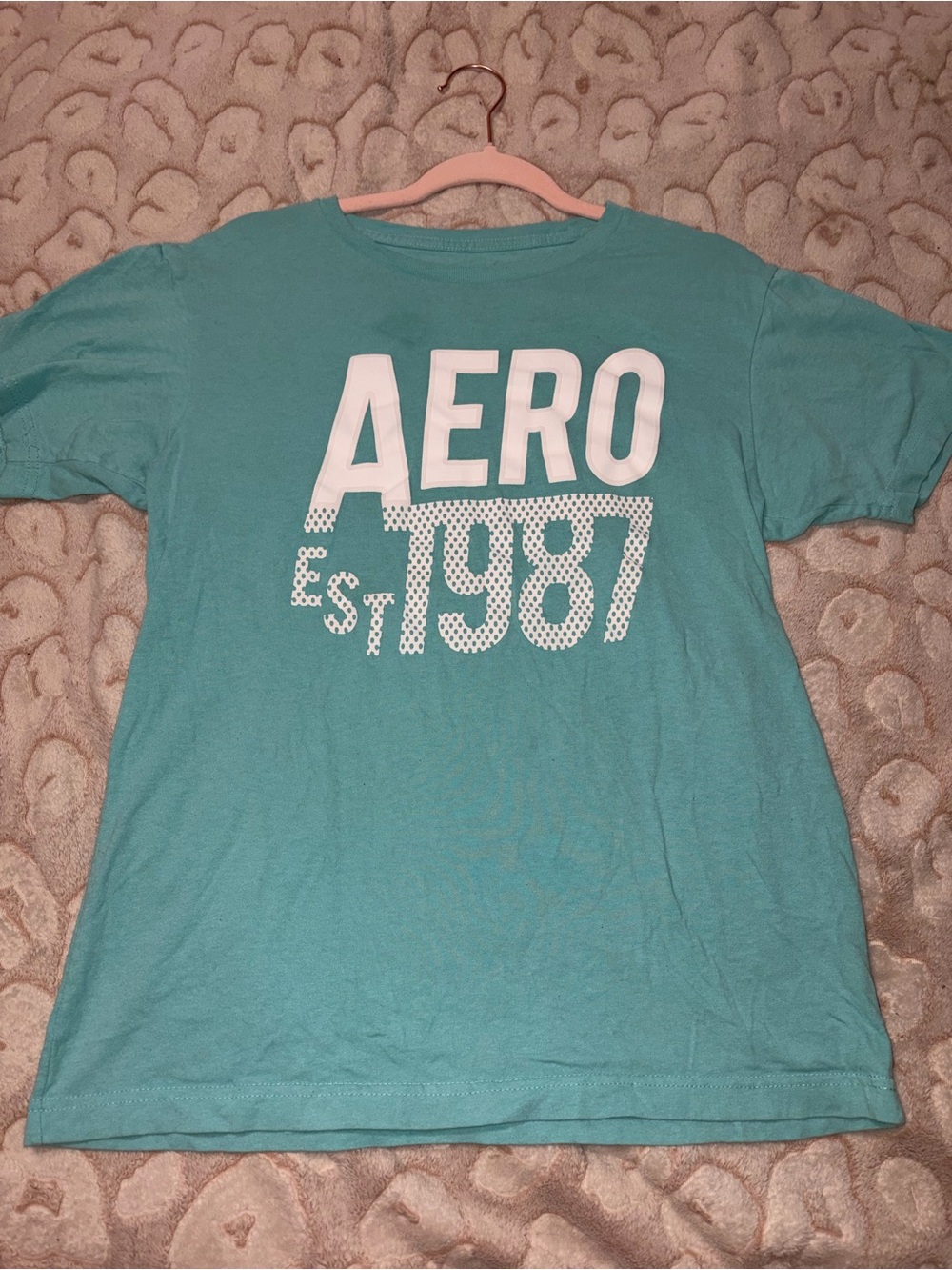Aeropostale Teal Short-Sleeve Graphic Tee - White Print